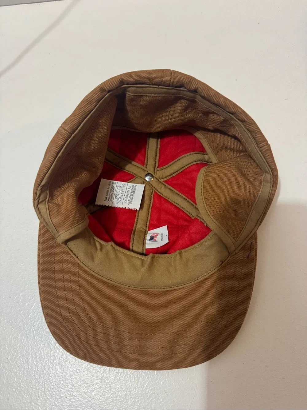 Vintage Carhartt Canvas Insulated Cap Hat w/Ear Flaps Made in USA - Size L